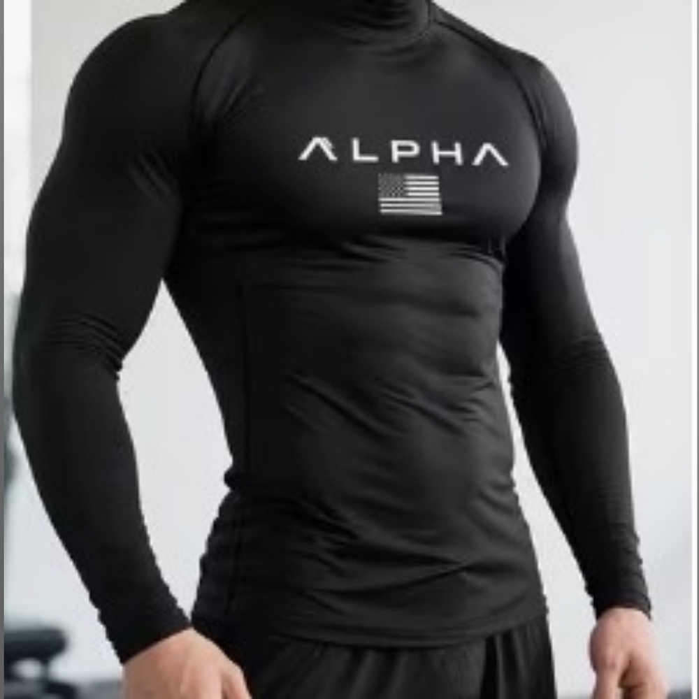 ALPHA American Flag 2025  Print Casual Long Sleeve High-elasticity Men size XXL